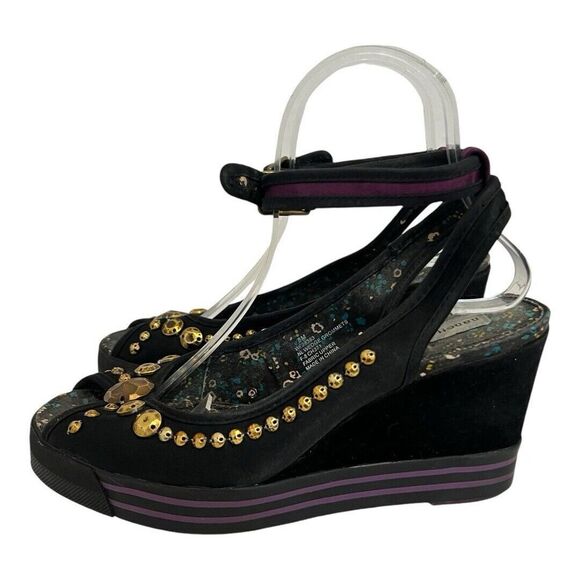 Nanette Lepore X Keds Wedge Womens Size 8 Slingback Peep Toe Sporty Shoes Stud - Picture 4 of 8